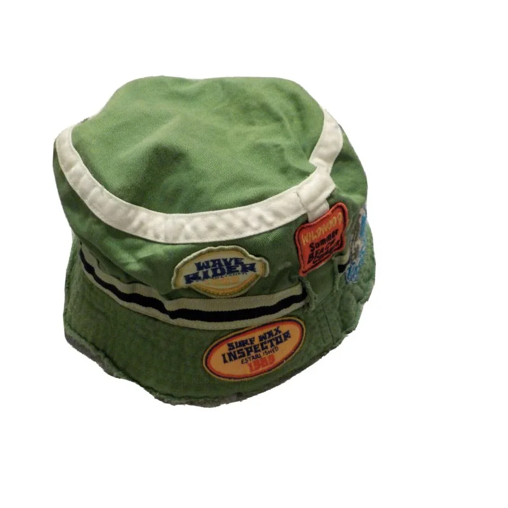 The Children's Place Sun Bucket Hat Raw Edges Surfer Shark Beach Green